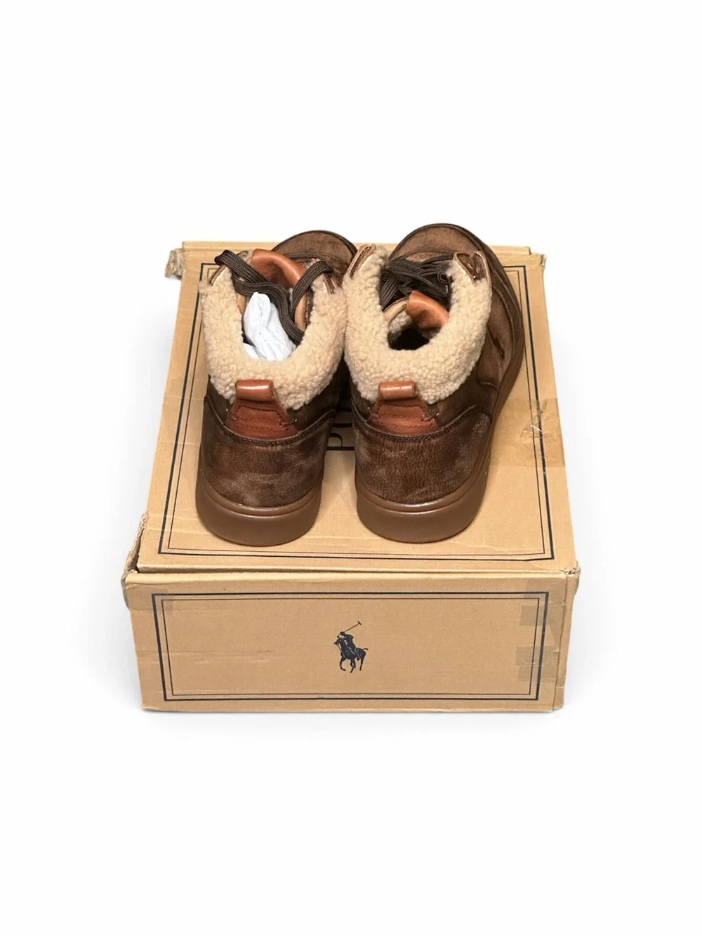 Polo by Ralph Lauren Brown Leather High-Top Sneakers